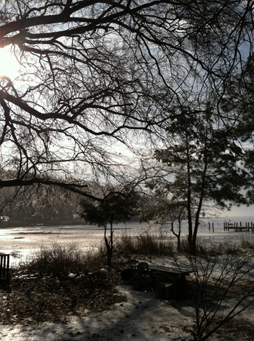 beautiful icy morning on the bay